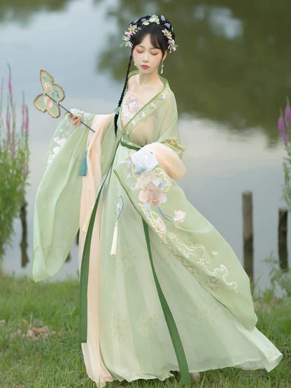 Embrace the allure of nature with the Verdant Green Qiyao Ruqun from Moon Hanfu&