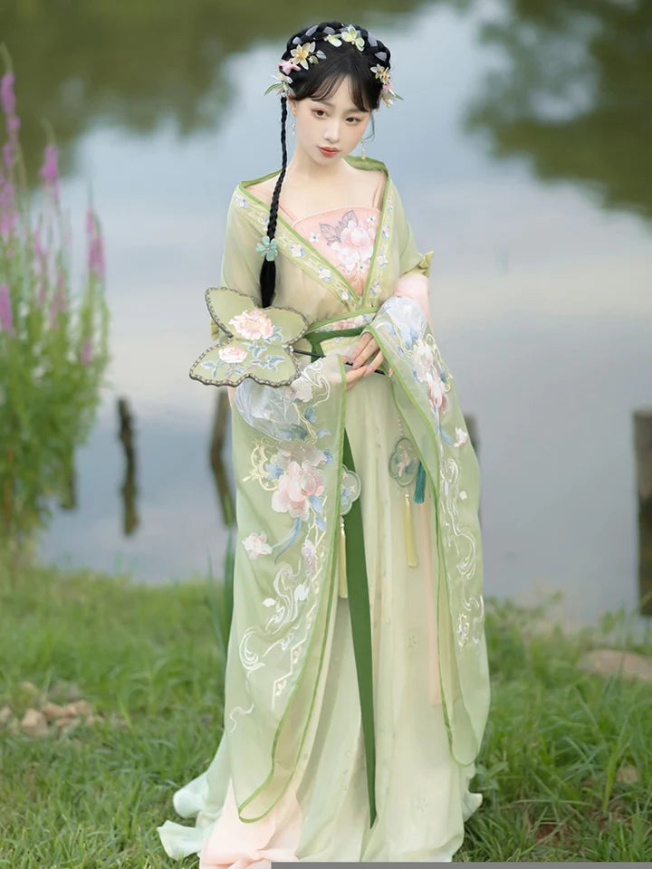 Embrace the allure of nature with the Verdant Green Qiyao Ruqun from Moon Hanfu&