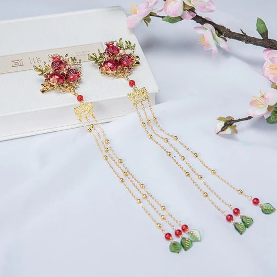 Rose Hanfu Hair Accessories - Adorn your Hanfu hairstyle with the timeless beauty of these delicately crafted hair accessories. Intricate designs inspired by the rose flower exude grace and femininity. Perfect for weddings, romantic occasions, or adding a touch of floral elegance to your Hanfu ensemble.