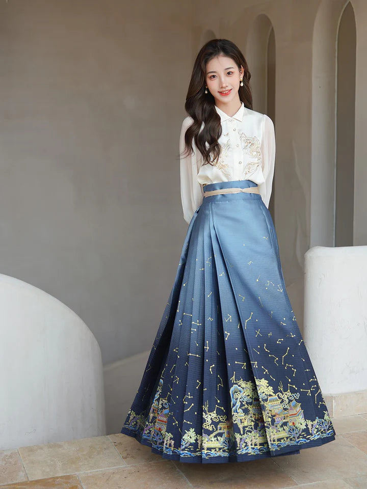 Illuminate your style with our Modern Hanfu, Star—an enchanting fusion of tradition and contemporary allure. This captivating ensemble pays homage to cultural heritage while embodying the modern woman&