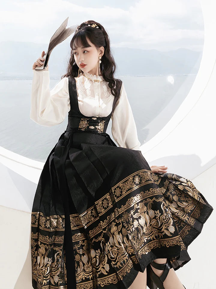 Embrace contemporary elegance with our Modern Hanfu, Ari—a captivating fusion of tradition and chic allure. This enchanting ensemble pays homage to cultural heritage while embodying the modern woman&