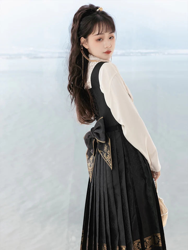 Embrace contemporary elegance with our Modern Hanfu, Ari—a captivating fusion of tradition and chic allure. This enchanting ensemble pays homage to cultural heritage while embodying the modern woman&