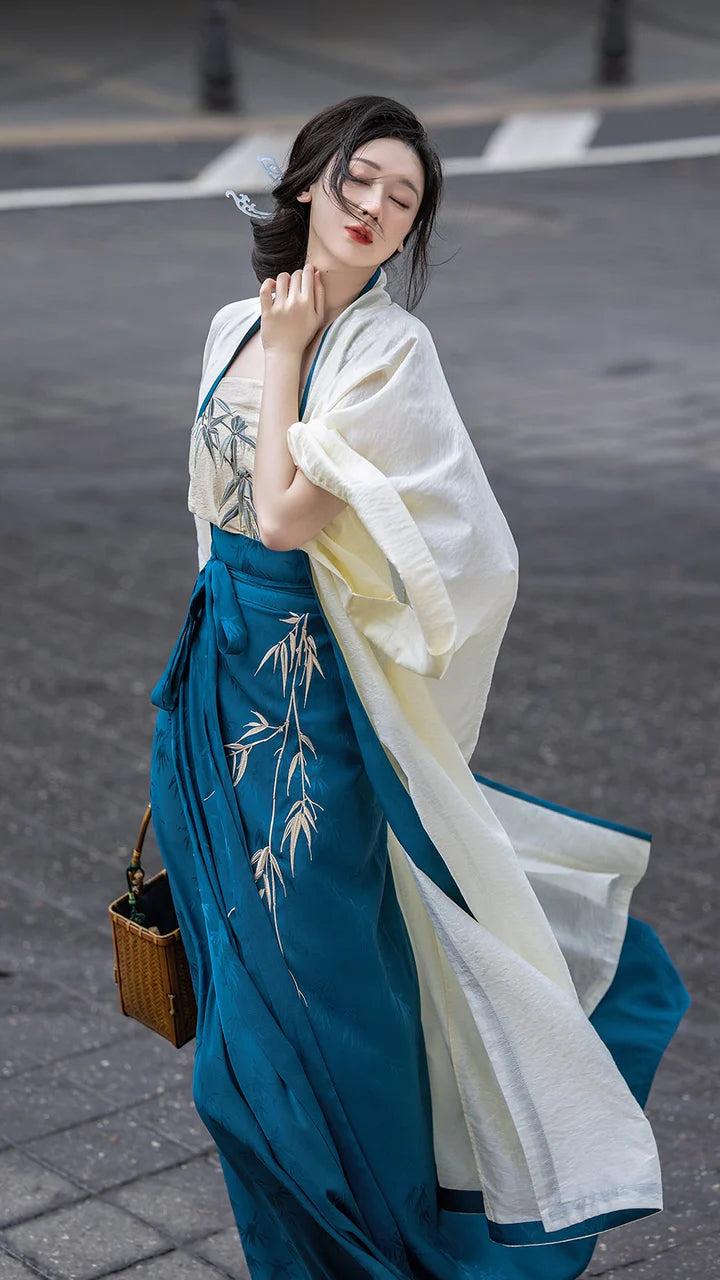 Dazzle in the elegance of Blue Diamond Modern Hanfu—a perfect fusion of tradition and contemporary allure. Elevate your wardrobe with this captivating ensemble, embodying the timeless beauty of ancient Chinese fashion. Blue Diamond&