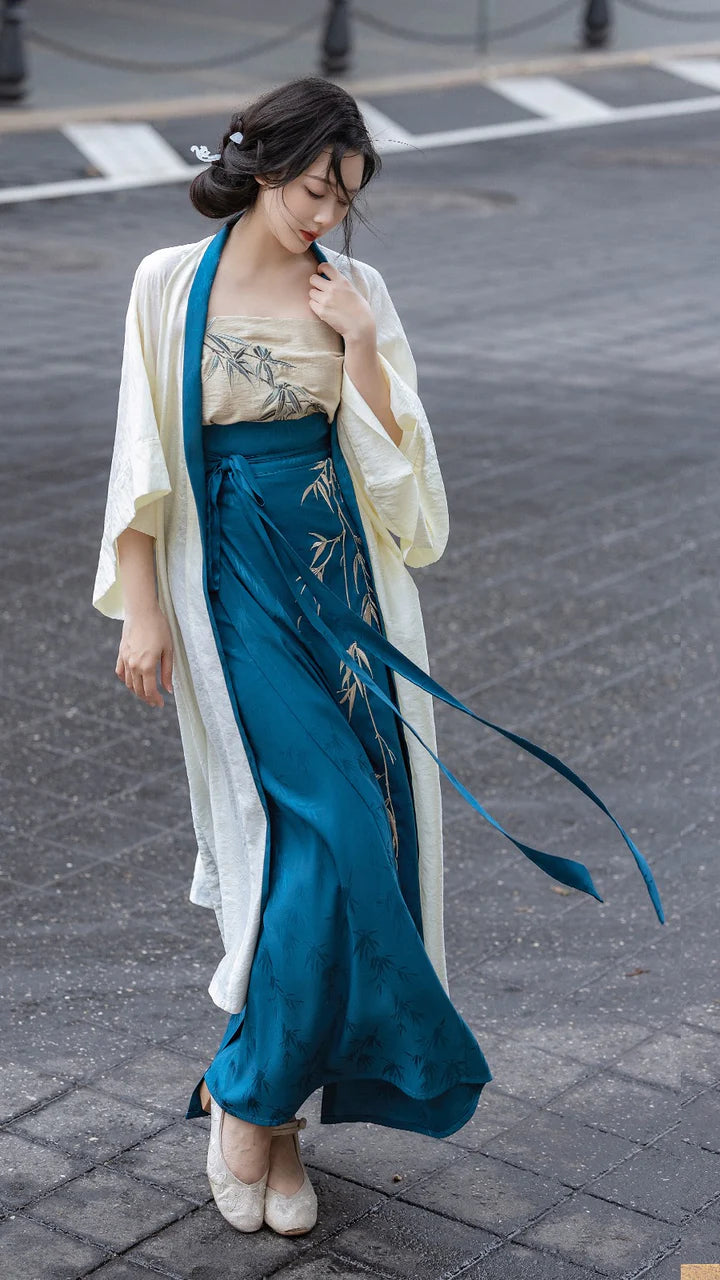 Dazzle in the elegance of Blue Diamond Modern Hanfu—a perfect fusion of tradition and contemporary allure. Elevate your wardrobe with this captivating ensemble, embodying the timeless beauty of ancient Chinese fashion. Blue Diamond&