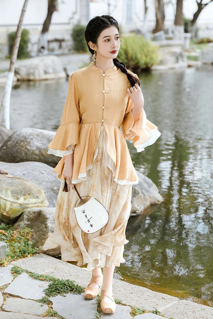 Radiate in the allure of Shiny Starlight Modern Hanfu—a harmonious blend of tradition and contemporary allure. Elevate your wardrobe with this captivating ensemble, embodying the timeless beauty of ancient Chinese fashion. Shiny Star&