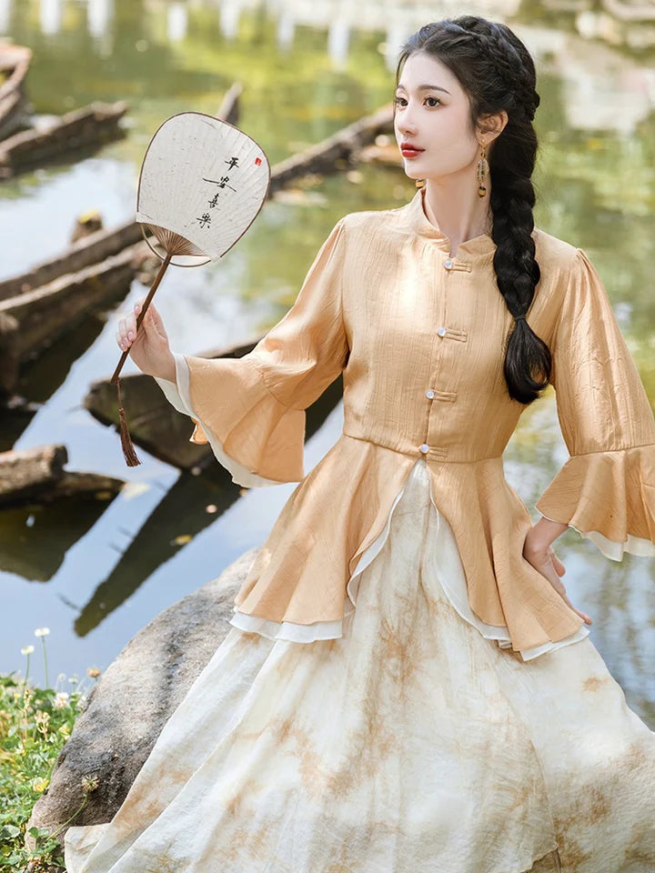 Radiate in the allure of Shiny Starlight Modern Hanfu—a harmonious blend of tradition and contemporary allure. Elevate your wardrobe with this captivating ensemble, embodying the timeless beauty of ancient Chinese fashion. Shiny Star&