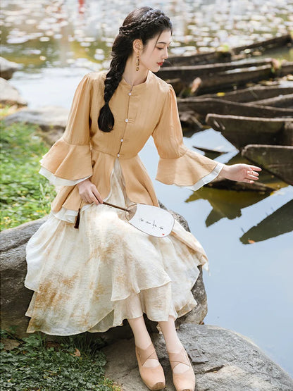 Radiate in the allure of Shiny Starlight Modern Hanfu—a harmonious blend of tradition and contemporary allure. Elevate your wardrobe with this captivating ensemble, embodying the timeless beauty of ancient Chinese fashion. Shiny Star&