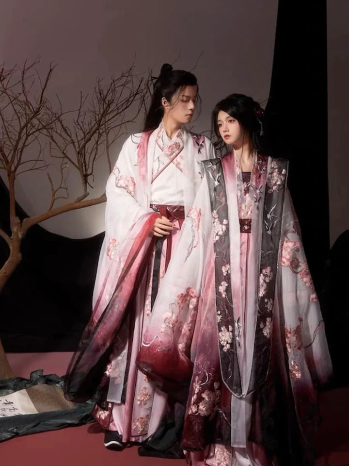 Immerse yourself in the beauty of the Rosy Garden Jiaoling Ruqun, a floral-inspired addition to Moon Hanfu&