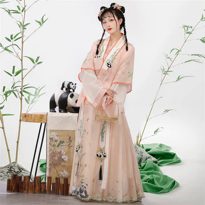 Panda Chic Qiyao Ruqun Ensemble - Song Dynasty Style in High-Quality Polyester. A blend of historical opulence and modern comfort, perfect for themed events or adding a touch of sophistication to your wardrobe.