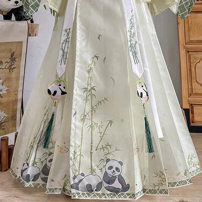 Panda Chic Qiyao Ruqun Ensemble - Song Dynasty Style in High-Quality Polyester. A blend of historical opulence and modern comfort, perfect for themed events or adding a touch of sophistication to your wardrobe.