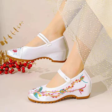  Elevate your Hanfu ensemble with the Graceful Ballet Embroidered Hanfu Shoes by Moon Hanfu. Inspired by the timeless elegance of ancient Chinese clothing, this captivating collection features intricately embroidered flats that add a touch of sophistication to your outfit. Step into the fusion of traditional craftsmanship and modern grace, ensuring comfort and style for every occasion.