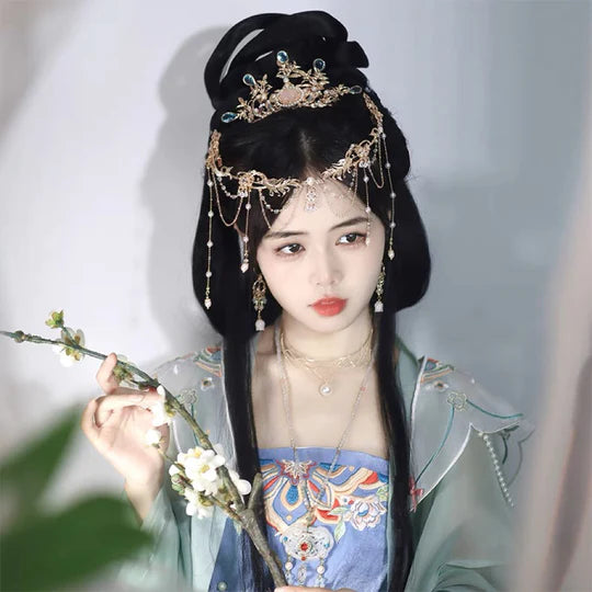 Step into enchanting realms with the Mythic Filigree Hanfu Headdress from Moon Hanfu&