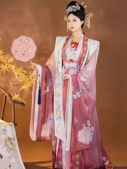 Radiant Bloom Qiyao Ruqun Ensemble - Song Dynasty Style. Embrace the charm of flourishing beauty, ideal for themed events or enhancing your wardrobe with timeless elegance.