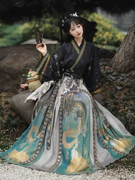 Step into serenity with the Serene Seraphina Jiaoling Ruqun, a graceful addition to Moon Hanfu&