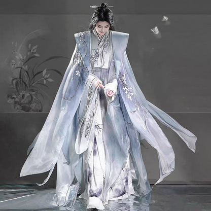 Ming Dynasty Embroidered Cloak, Ink-Wash Cape, and Cross-Collar Set