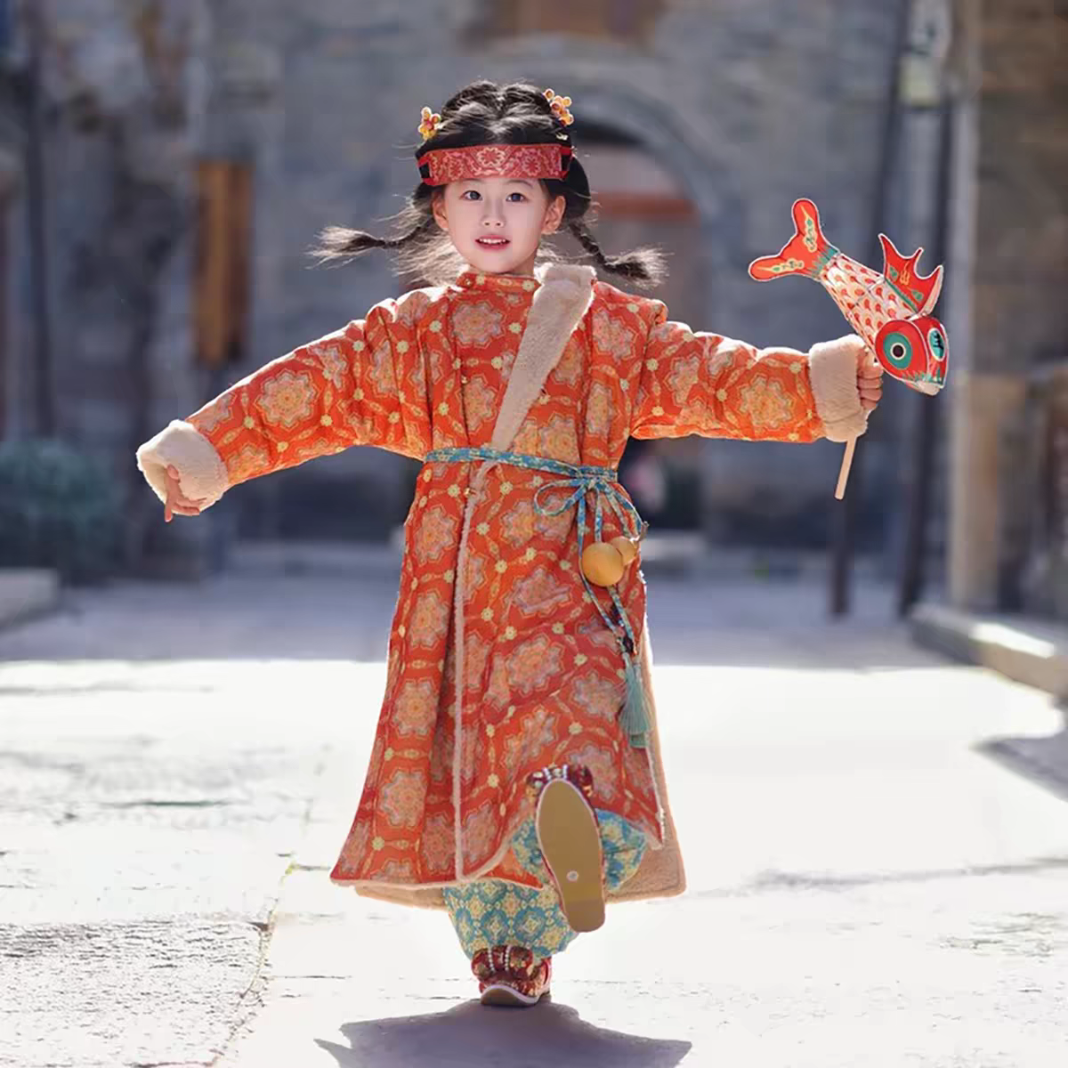 Kids Hanfu, Chinese New Year Traditional Round Collar Outfit