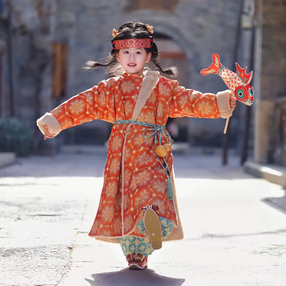 Kids Hanfu, Chinese New Year Traditional Round Collar Outfit