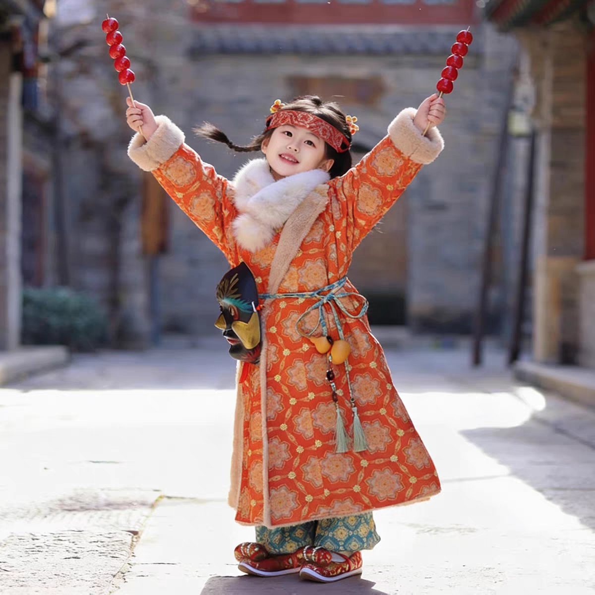 Kids Hanfu, Chinese New Year Traditional Round Collar Outfit