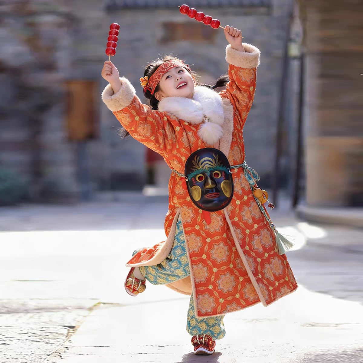 Kids Hanfu, Chinese New Year Traditional Round Collar Outfit