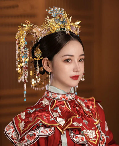 Elevate your wedding ensemble with the Majestic Empire Chinese Wedding Accessories from Moon Hanfu&