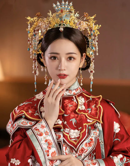 Elevate your wedding ensemble with the Majestic Empire Chinese Wedding Accessories from Moon Hanfu&