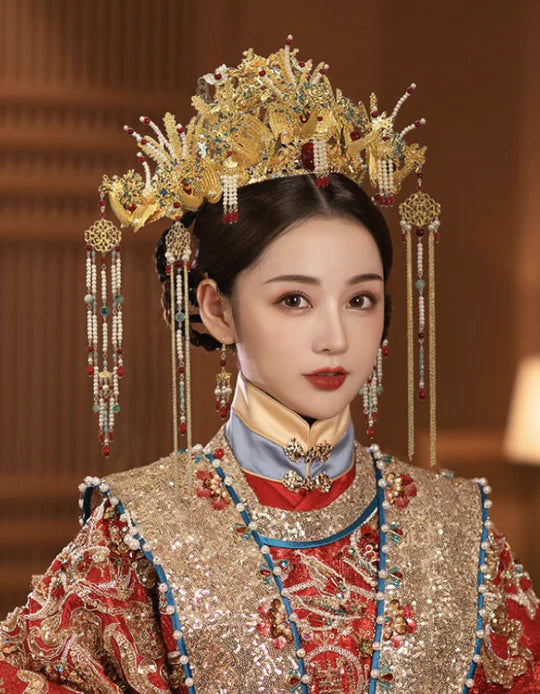 Elevate your wedding ensemble with the Timeless Elegance Chinese Wedding Accessories from Moon Hanfu&