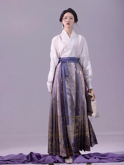 Elevate your style with the Enchanting Whimsy Modern Hanfu Ensemble, a harmonious blend of modern sophistication and timeless beauty. Immerse yourself in the allure of our Modern Hanfu collection, seamlessly capturing the essence of tradition with a contemporary touch. Discover the sophistication and grace of traditional Chinese fashion with the Enchanting Whimsy.