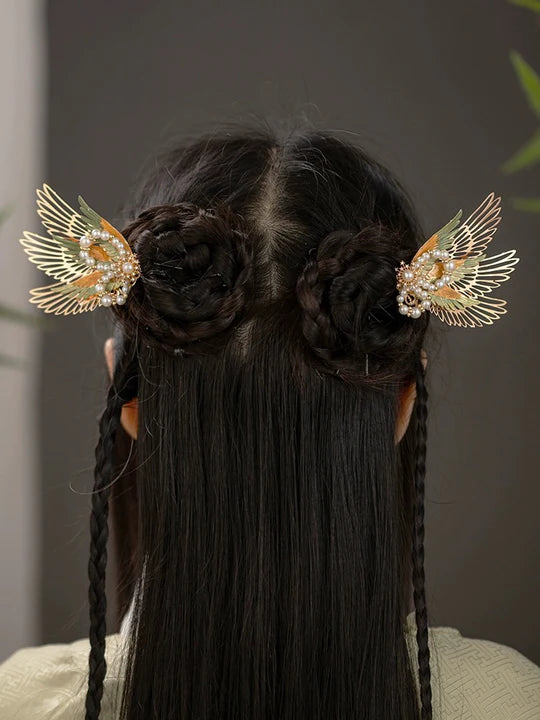 Winged Chinese Hair Clips - Add a touch of grace and charm to your hairstyle with these winged Chinese hair clips, inspired by traditional Chinese aesthetics.