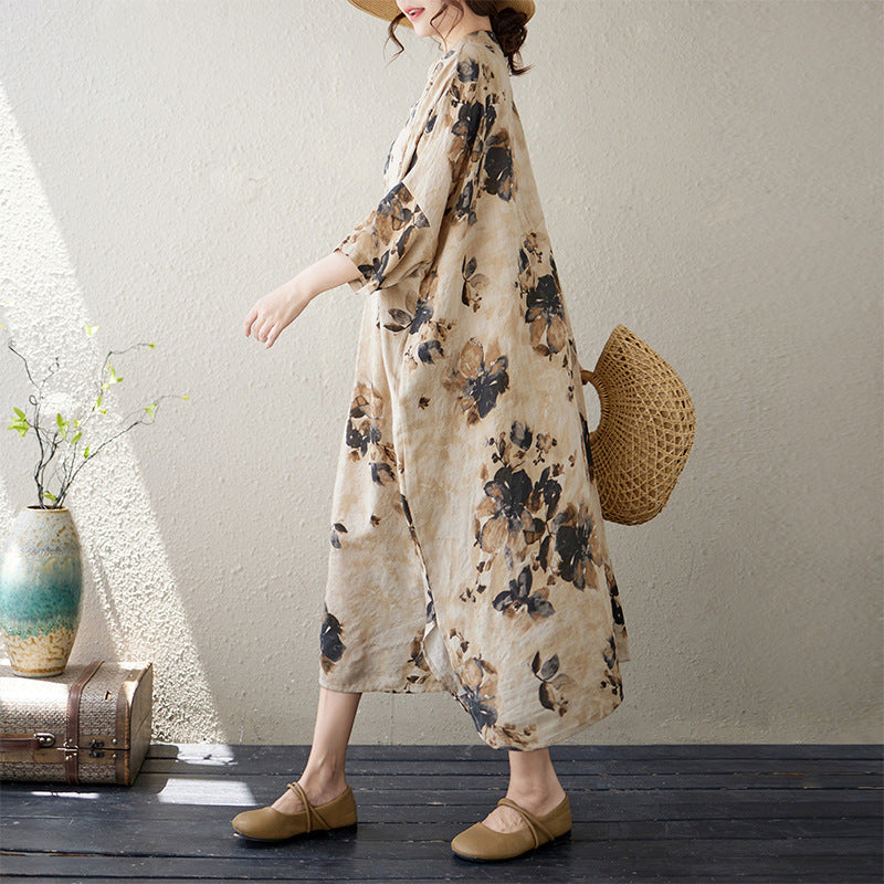 Linen Long Shirt Oversize Dress