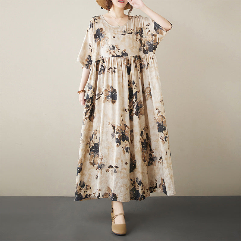 Round Neck A Line Long Dress  Oversize Dress