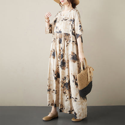 Round Neck A Line Long Dress  Oversize Dress